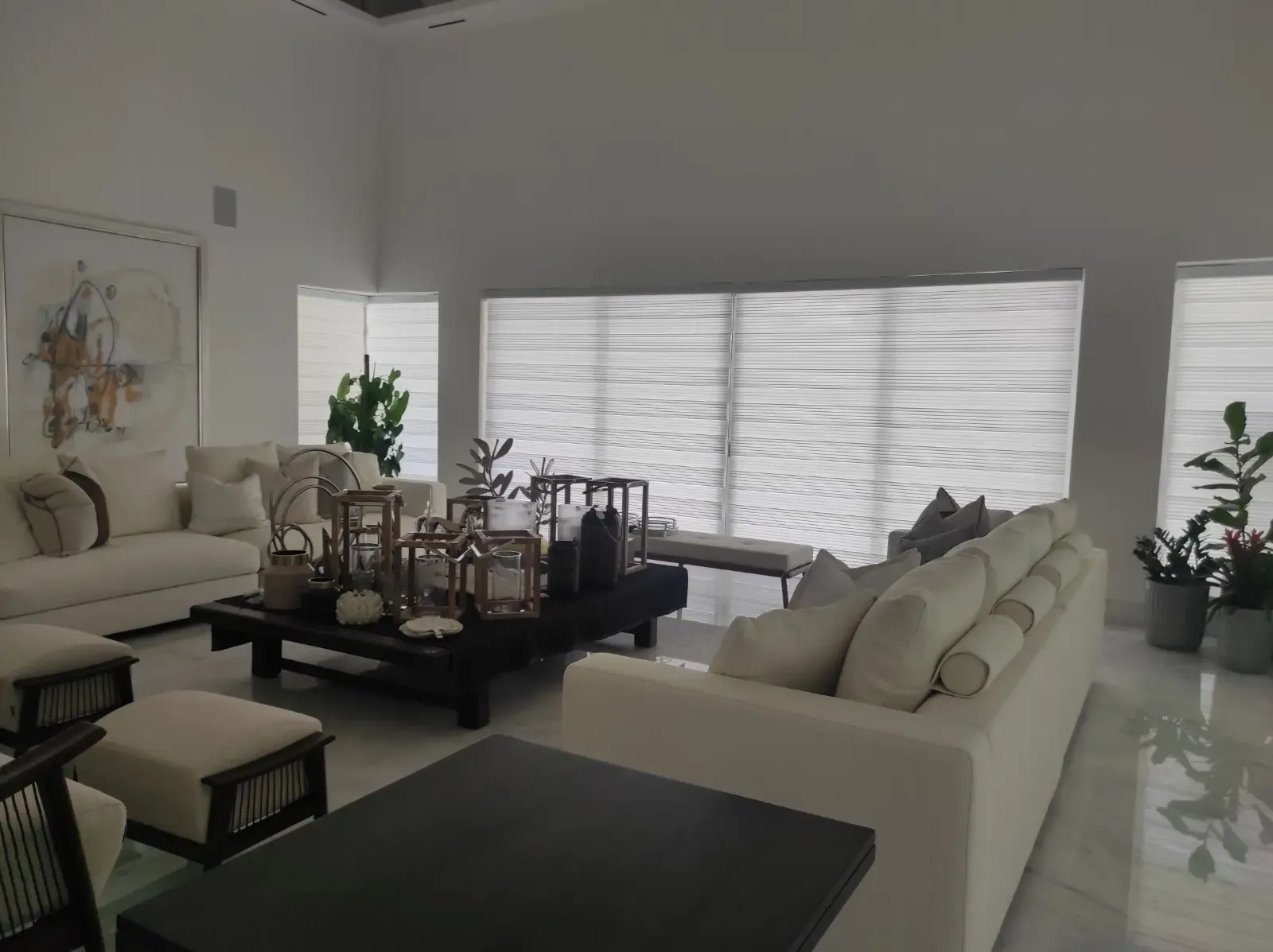 Cortinas Zebra instaladas por Blinds Company en sala